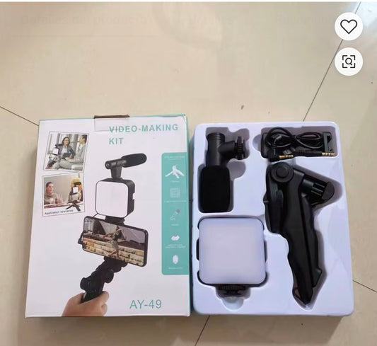 Kit de Video Blog 3 en 1 – Luz LED, Trípode y Selfie Stick para Creadores