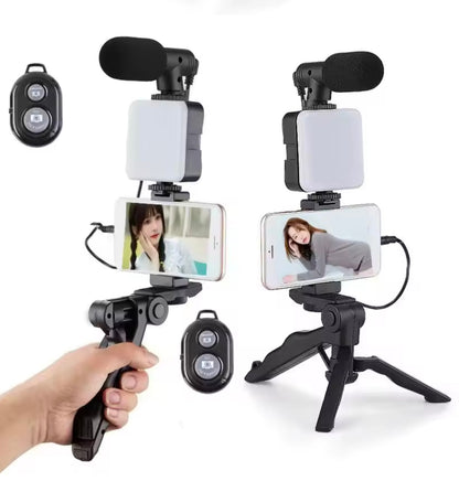 Kit de Video Blog 3 en 1 – Luz LED, Trípode y Selfie Stick para Creadores